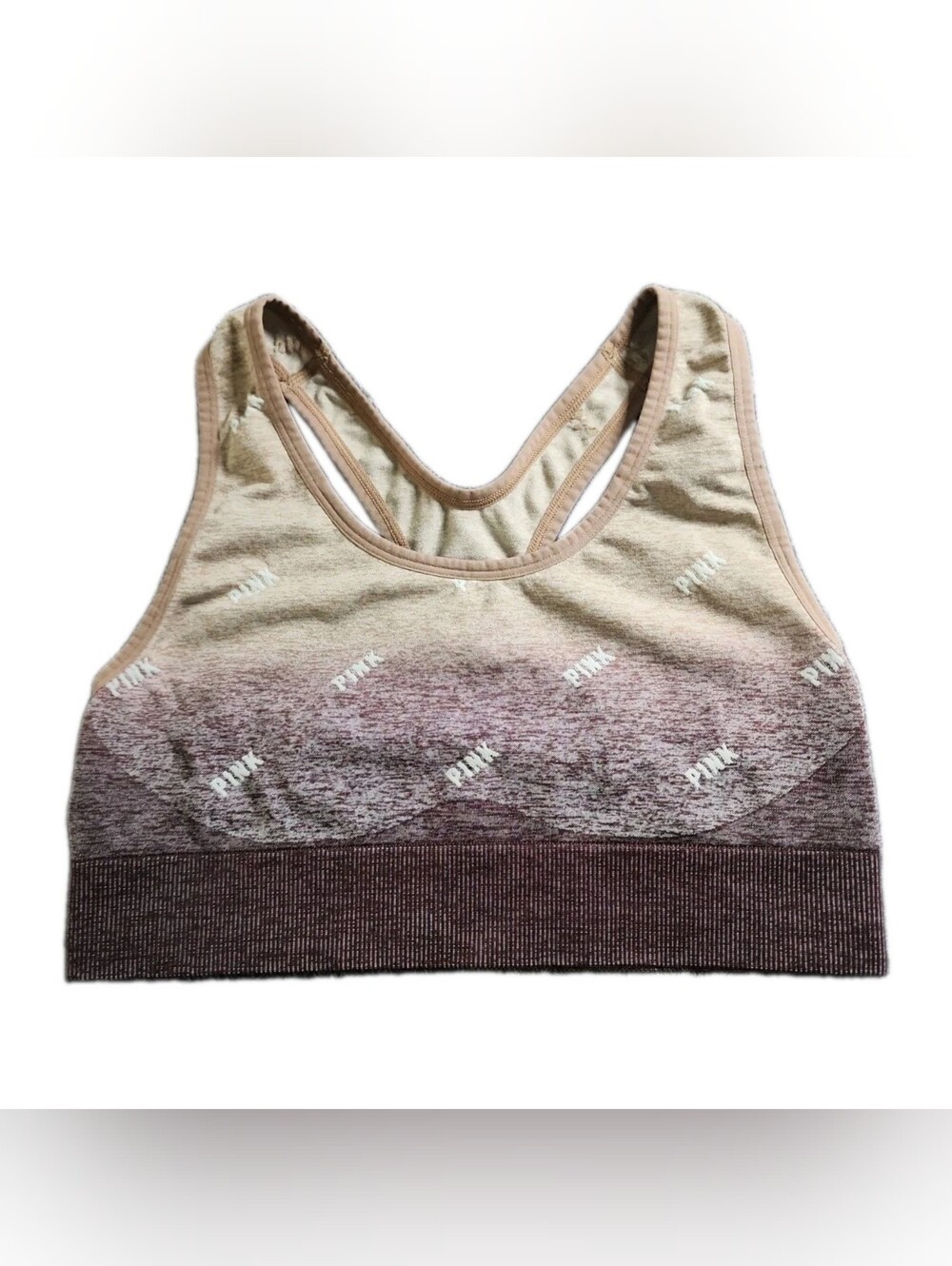 Victoria’s Secret PINK Active Sports Bra Tan Plum Large